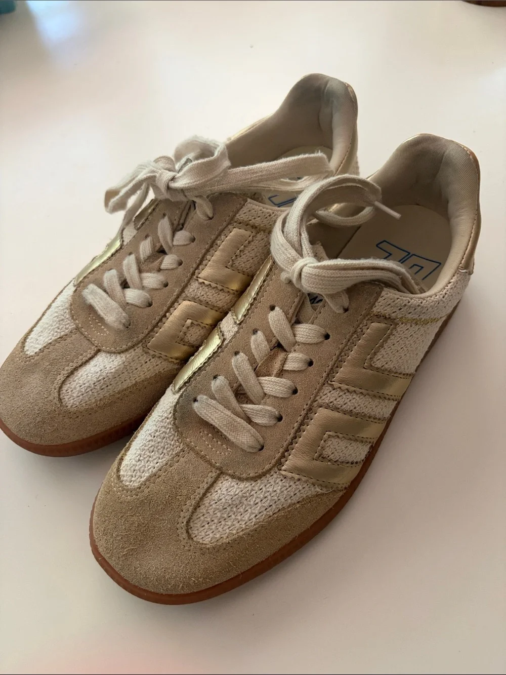Back 70 Iuta Sneaker Gold and Beige Suede & Knit Casual Sneakers